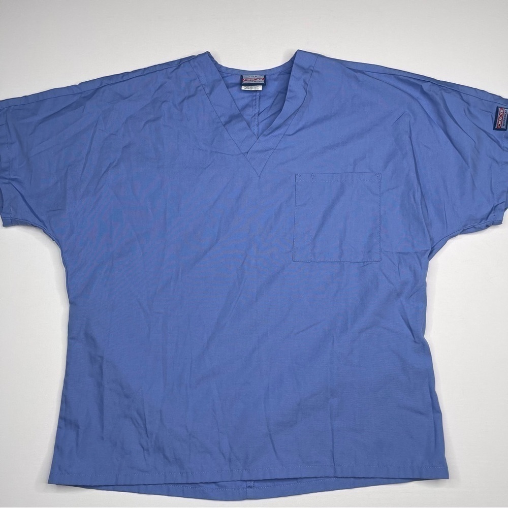 Cherokee Scrubs Workwear Top Shirt Blue Nurse Doctor Uniform Hospital Vet Tech